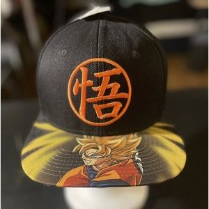 Dragon Ball Z GOKU Kanji Super Saiyan Flat Brim Snapback Hat Cap - New With Tags